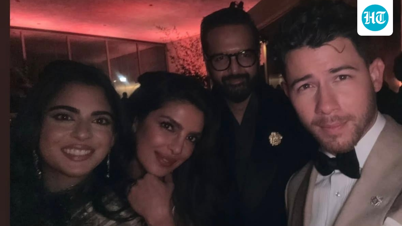 Priyanka Chopra poses with Isha Ambani and Anand Piramal as Nick Jonas clicks selfie at Oscars after-party
