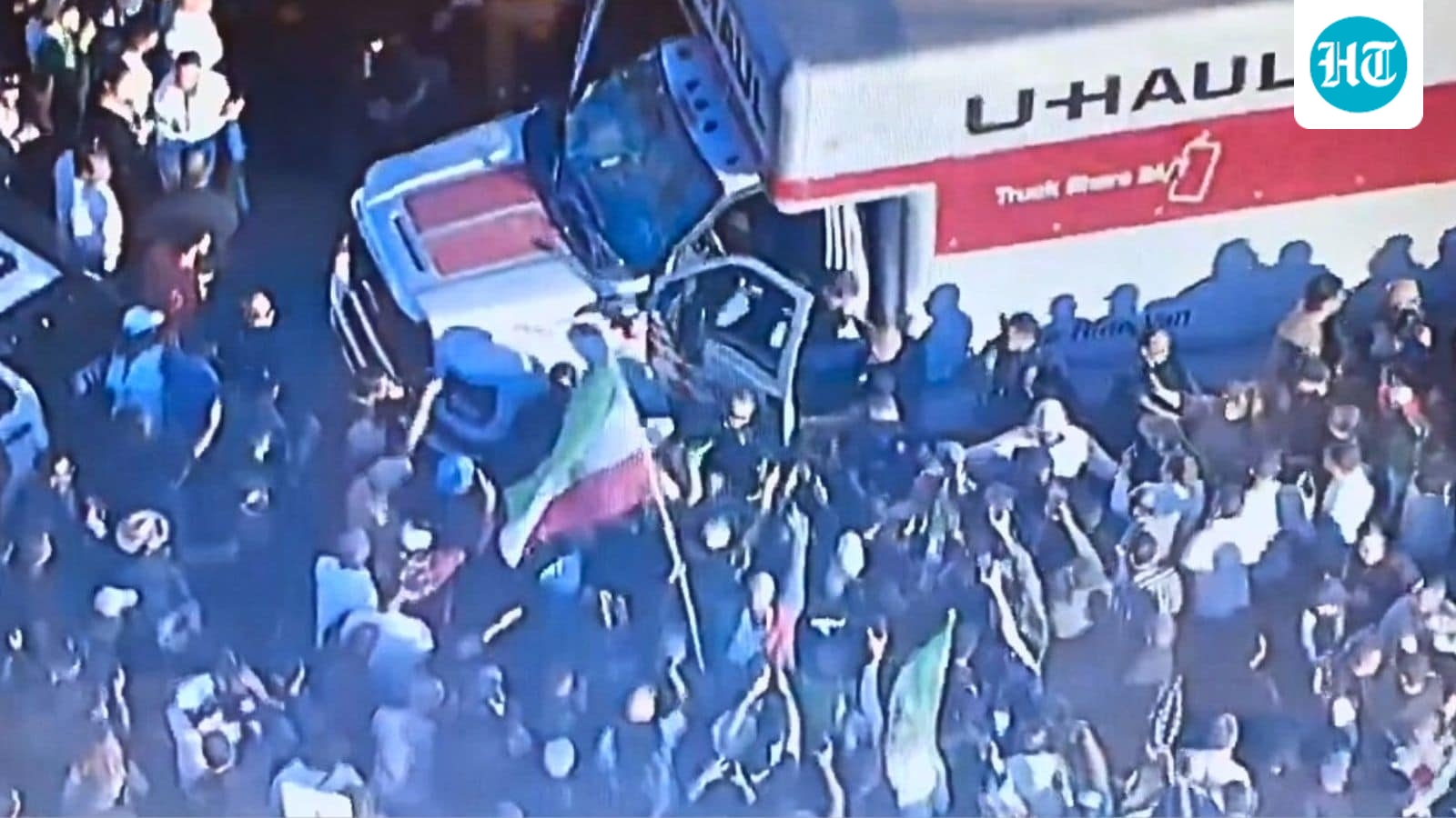 What happened in 1953? U-Haul truck with stark message rams LA anti-Iranian regime protest in Westwood