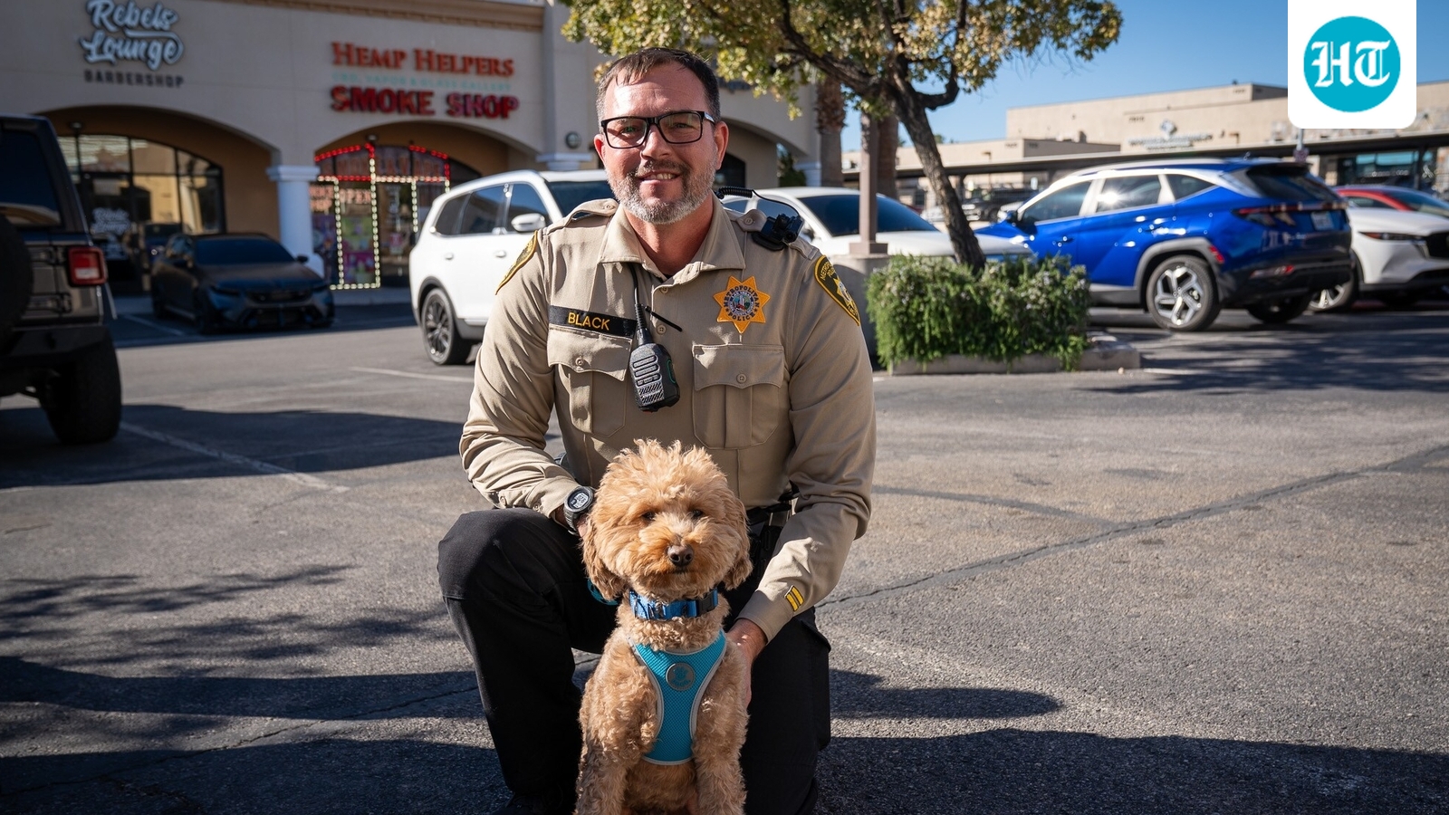 Abandoned airport pup 'Jet Blue' finds new home with Las Vegas police officer