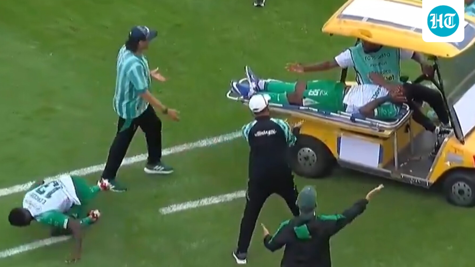 Medical cart crashes into player during football match, sparks chaos as stunned players and staff confront driver: Watch