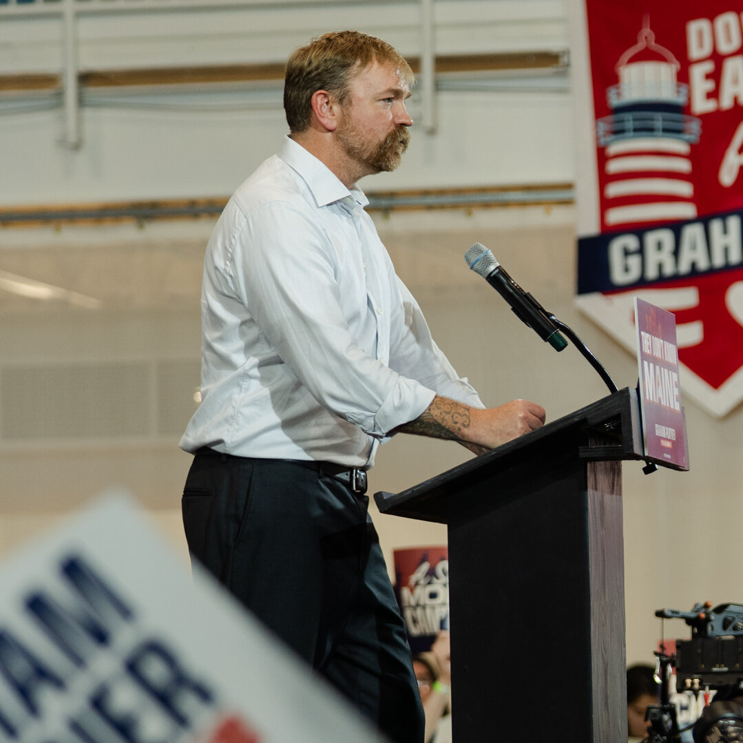 Graham Platner Tucked in His Shirt on Primary Night