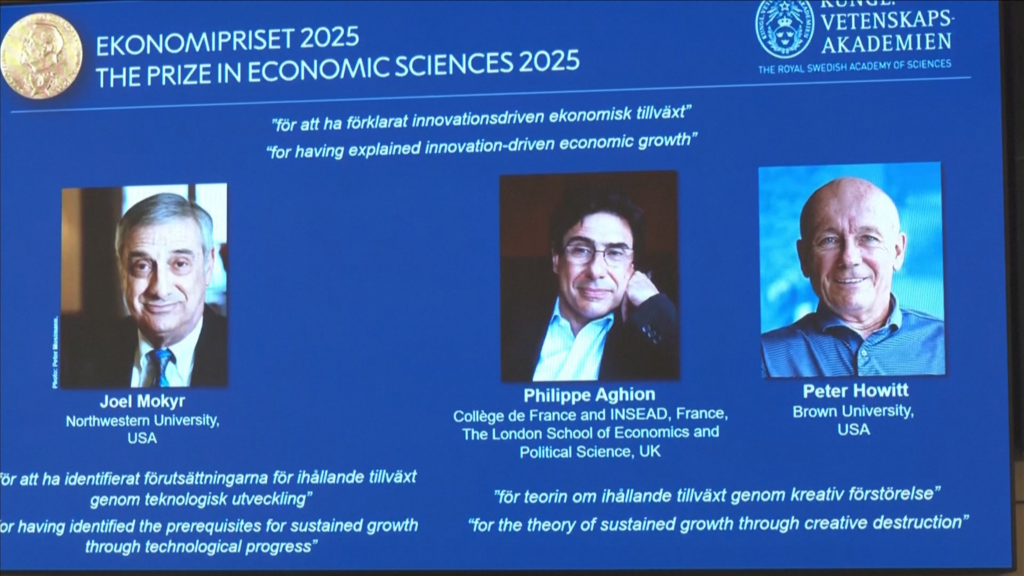 Trio of researchers share Nobel in economics for "explaining innovation-driven growth"