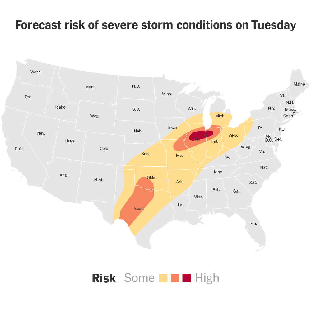 Tornado Watches in Illinois, Texas and Oklahoma as Intense Storms Move In