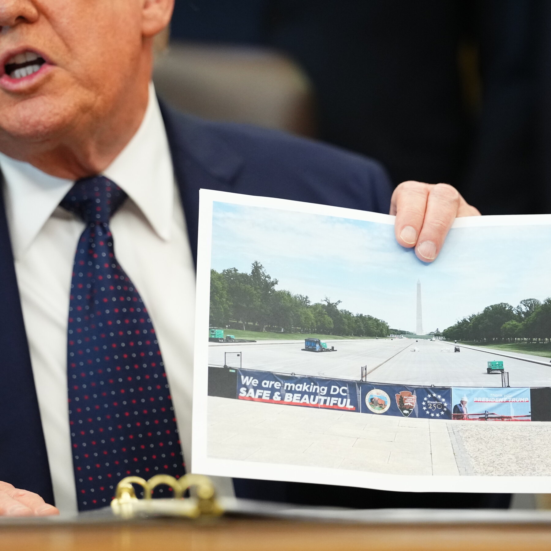 Trump Says He’s Renovating ‘Filthy’ Reflecting Pool on the National Mall