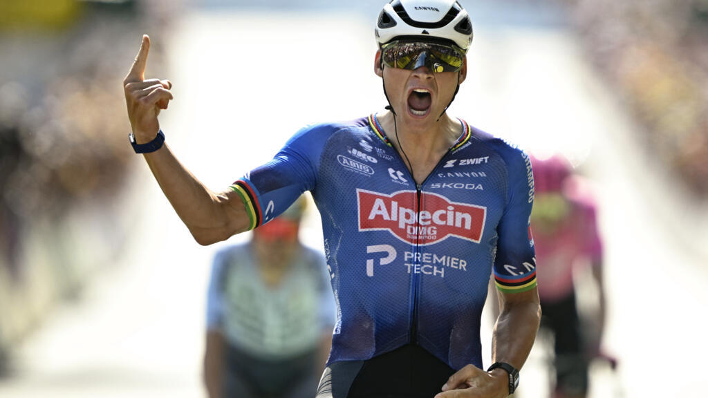 Van der Poel stays calm in the heat to win Tour de France stage nine