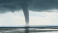 Moment huge waterspout twirls over lake in Germany