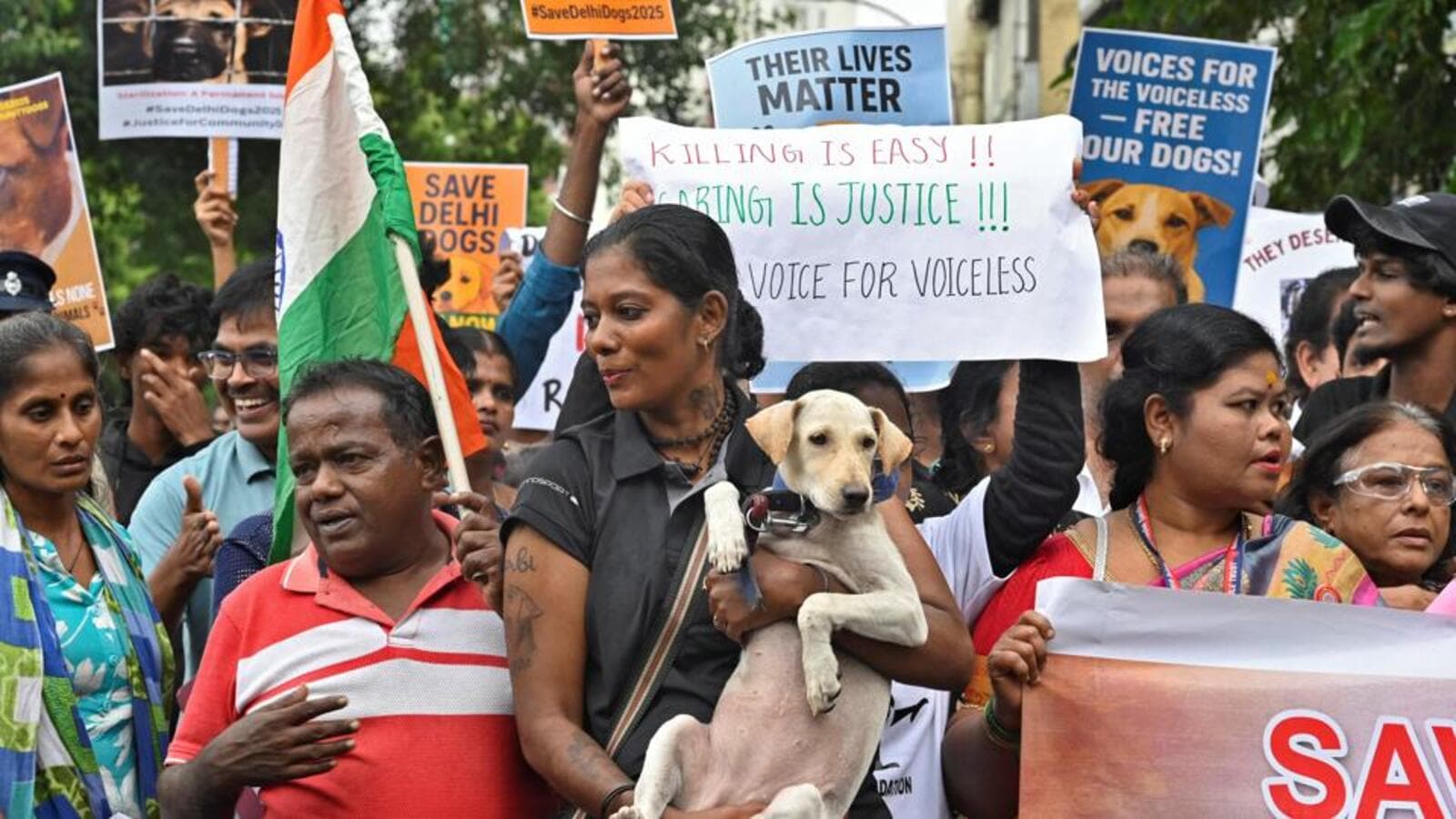 Protest in Tamil Nadu against SC order on stray dogs