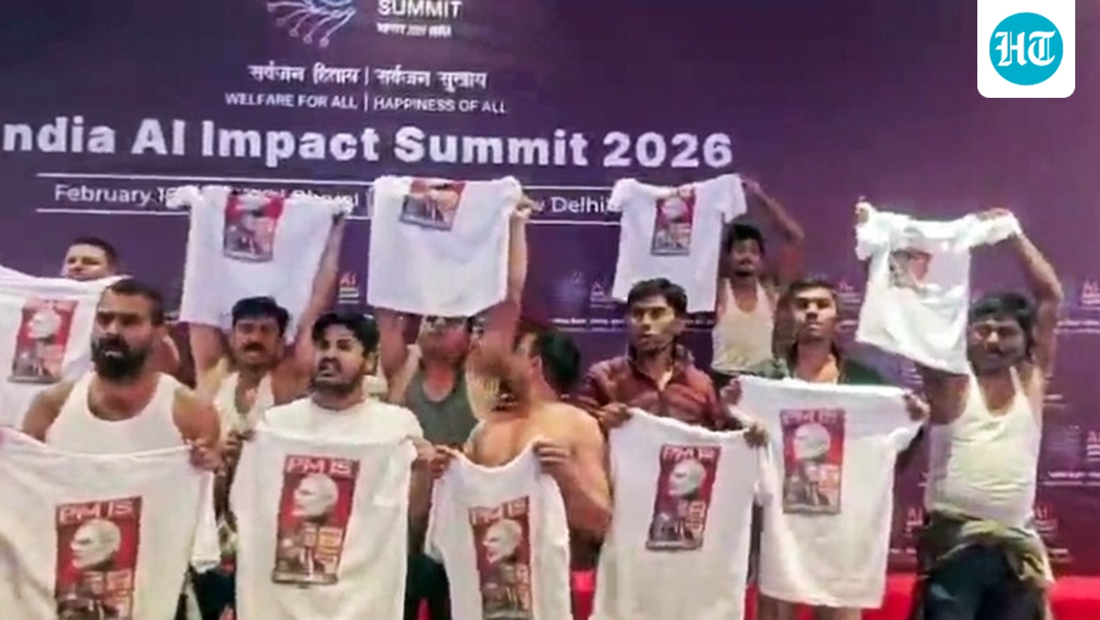 Youth Congress shirtless protest at AI Summit: Police explain how group entered venue