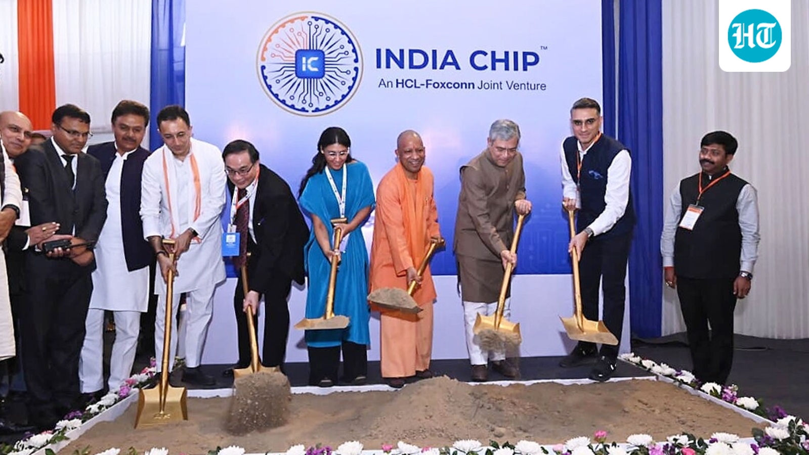 PM Modi, Yogi Adityanath lead ceremony for  ₹3,700 crore HCL-Foxconn chip unit in UP