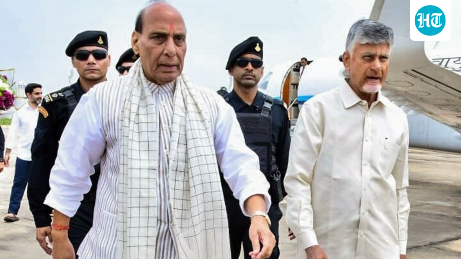 Rajnath Singh, N Chandrababu Naidu lay foundation for  ₹16,000 crore AMCA infrastructure project