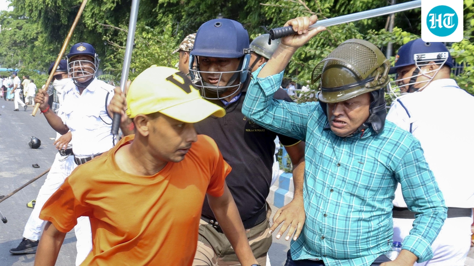 Cops injured after stone pelting during bulldozer protest in Kolkata’s Park Street; several arrested