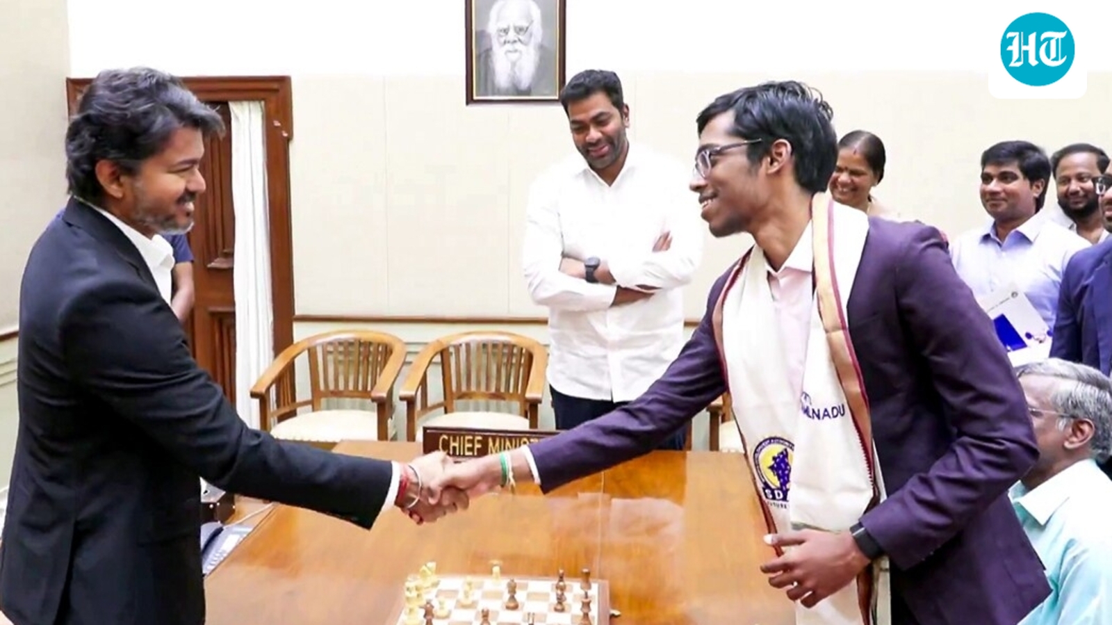 Tamil Nadu CM Vijay loses a chess match with R Praggnanandhaa, presents him with a cash reward of  ₹50 lakh