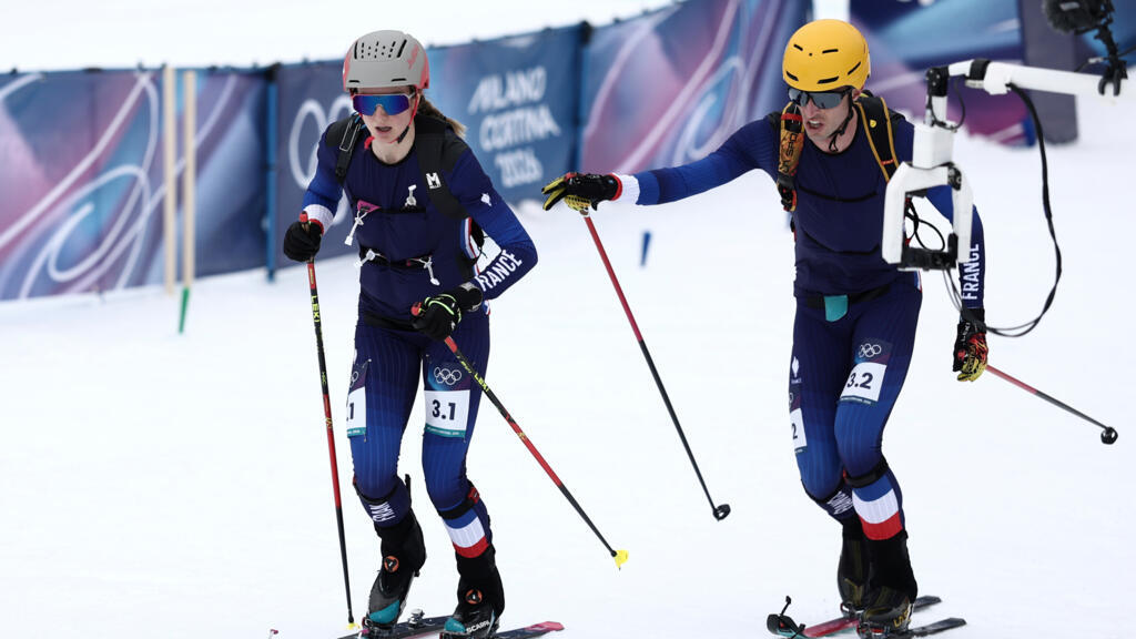 France's Harrop and Anselmet win gold at Olympic ski mountaineering mixed relay