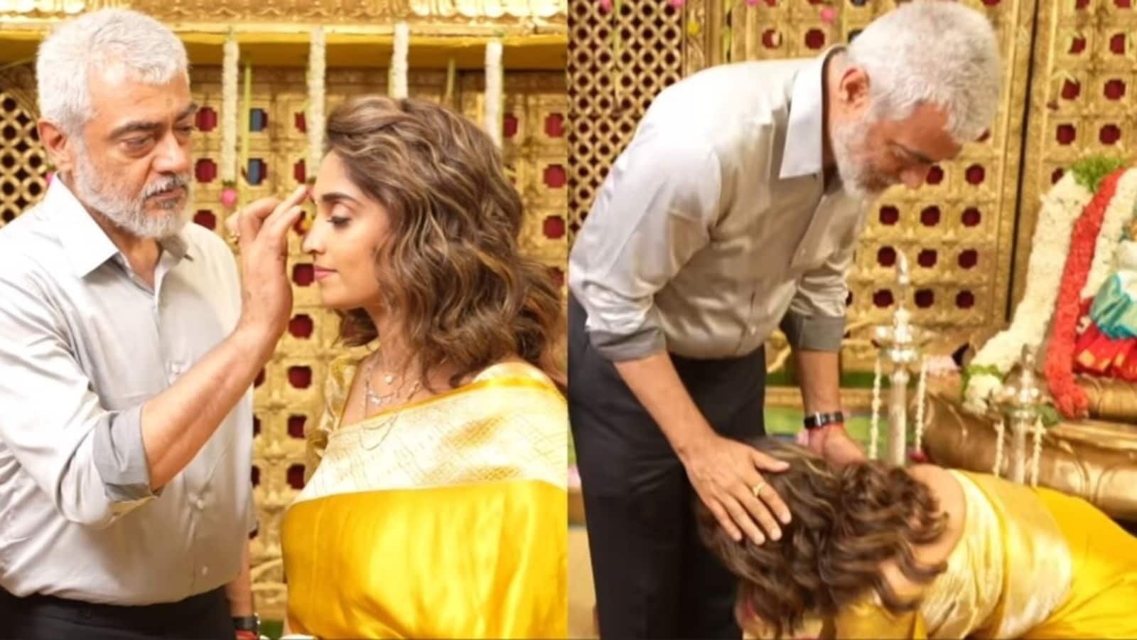 Ajith repeatedly stops wife Shalini from touching his feet, then gives in; she says: ‘Cracks me up’