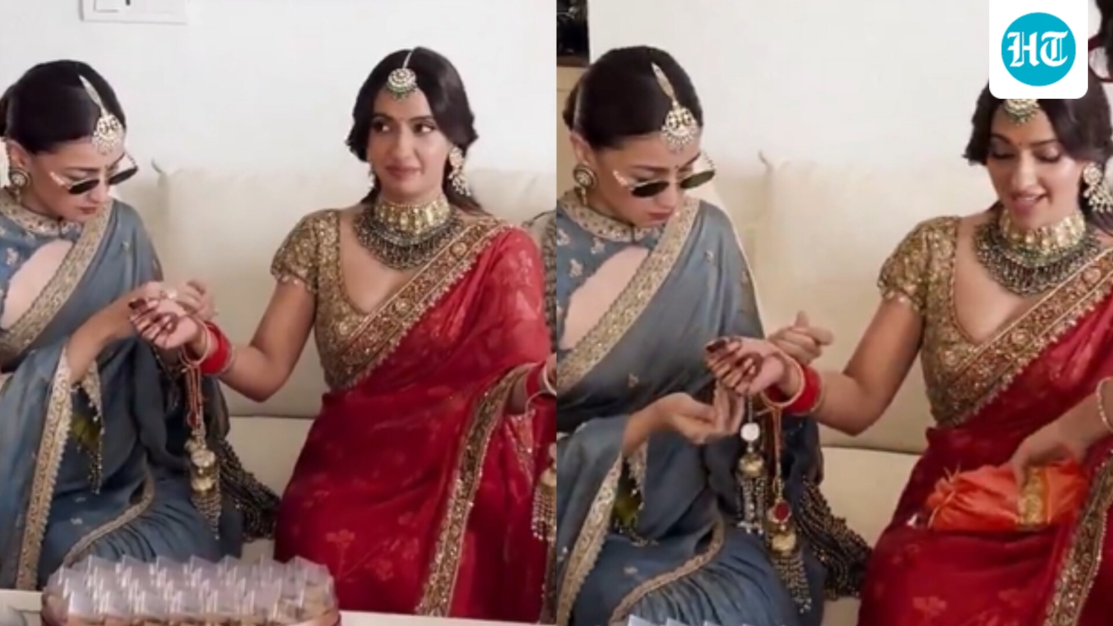 Alia Bhatt on BFF duty as she helps Akansha Ranjan Kapoor tie kaleeras before wedding with Sharan Sharma. Watch video