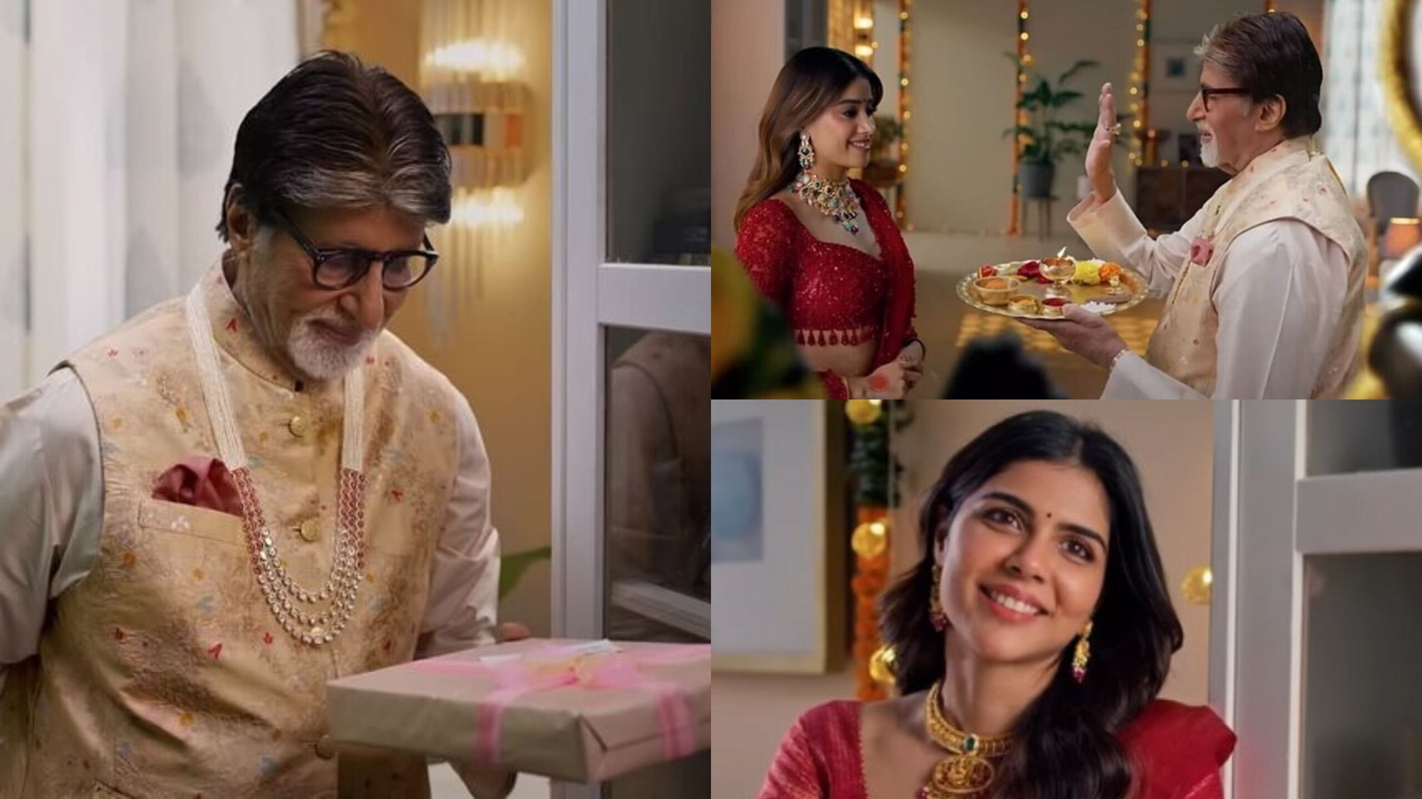 Grandfather Amitabh Bachchan gets sweet gift from Kalyani Priyadarshan, makes Janhvi Kapoor's Diwali special in new ad