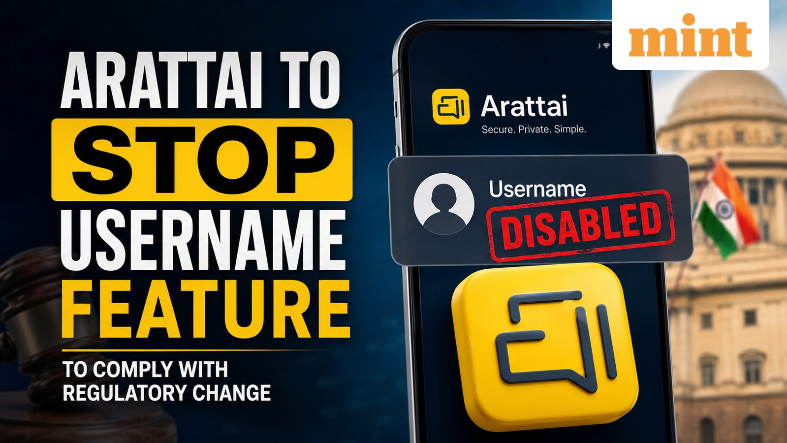 WhatsApp username row: Zoho's Arattai to disable username feature