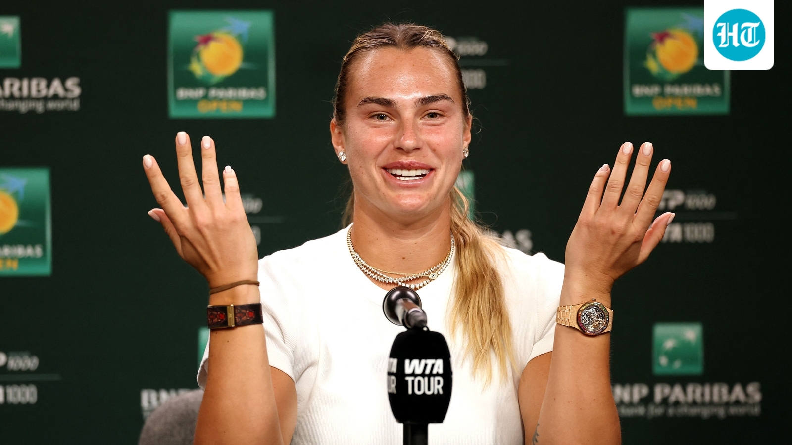 Aryna Sabalenka jokes her $1M ring could ‘distract’ opponents, shows up in wedding veil for Indiana Wells