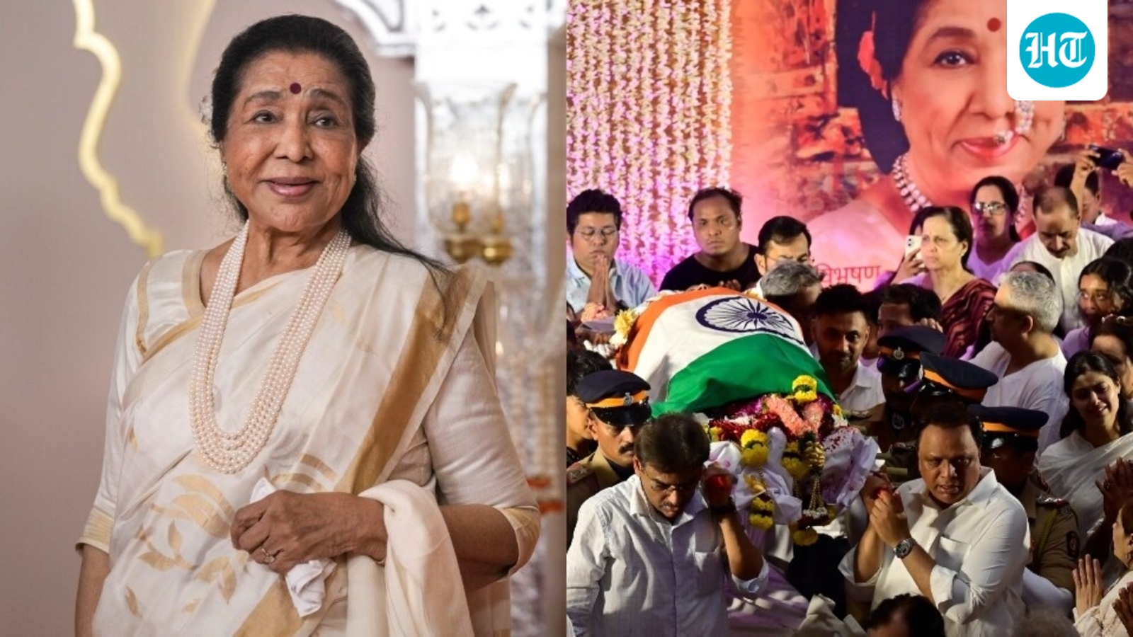 Asha Bhosle laid to rest with full state honours; son Anand Bhosle performs last rites as loved ones, fans gather