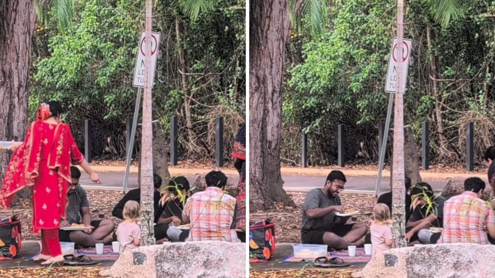 3-year-old girl crashes desi family’s lunch in Australia, mom captures sweet moment. Watch