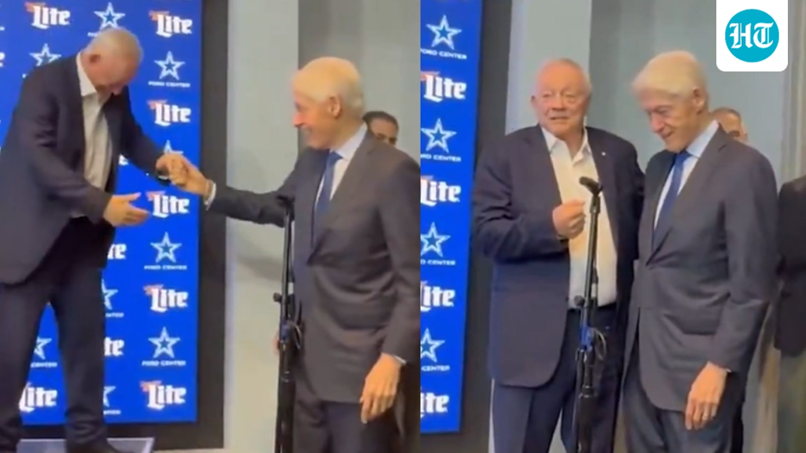 Bill Clinton makes surprise appearance at Cowboys presser as Jerry Jones nearly falls | Watch video