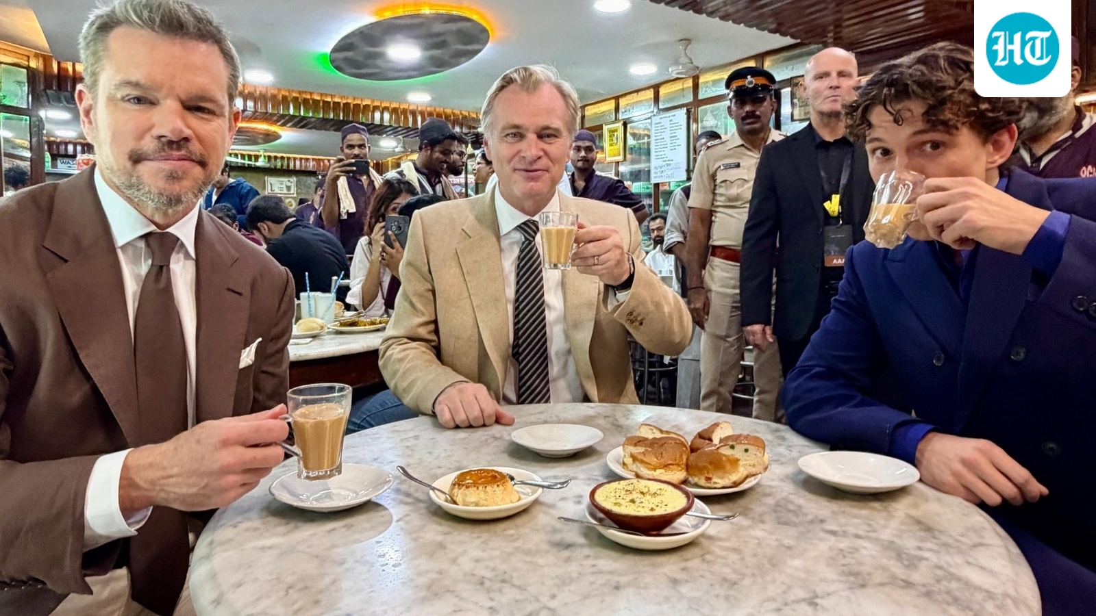 Inside Christopher Nolan, Tom Holland, Matt Damon's chai break before The Odyssey Mumbai premiere. See pics