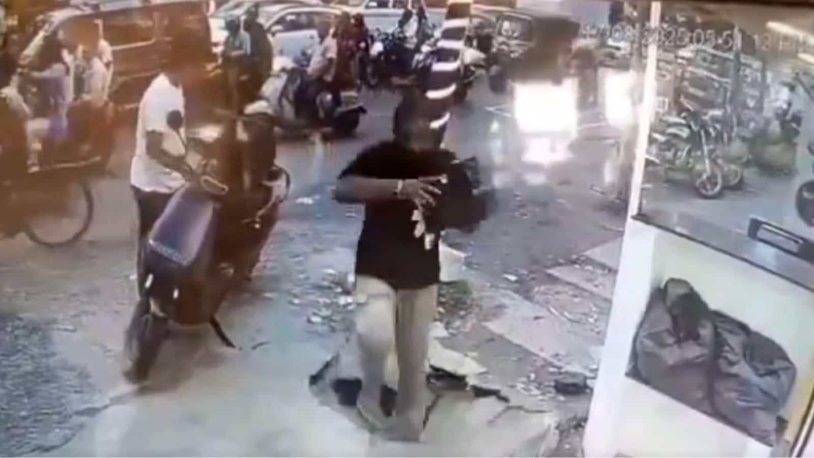 Man falls into drain as its cover collapses in Maharashtra's Chandrapur | Video