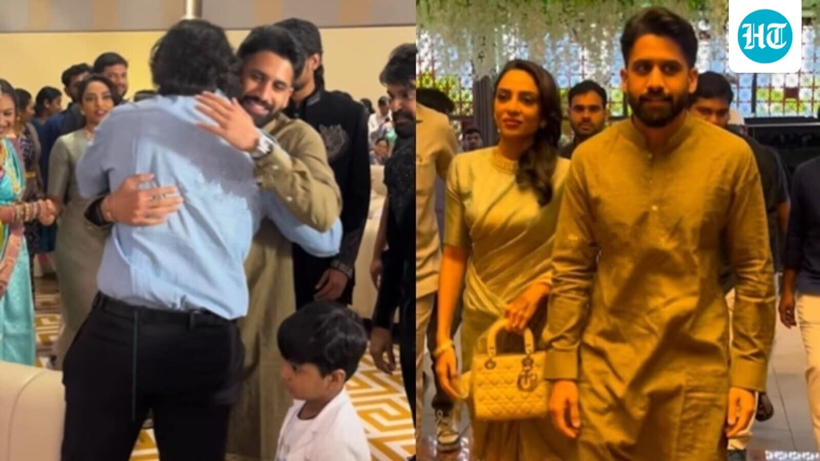 Sobhita Dhulipala, Naga Chaitanya are all smiles as they bump into Sai Durgha Tej at engagement ceremony. Watch