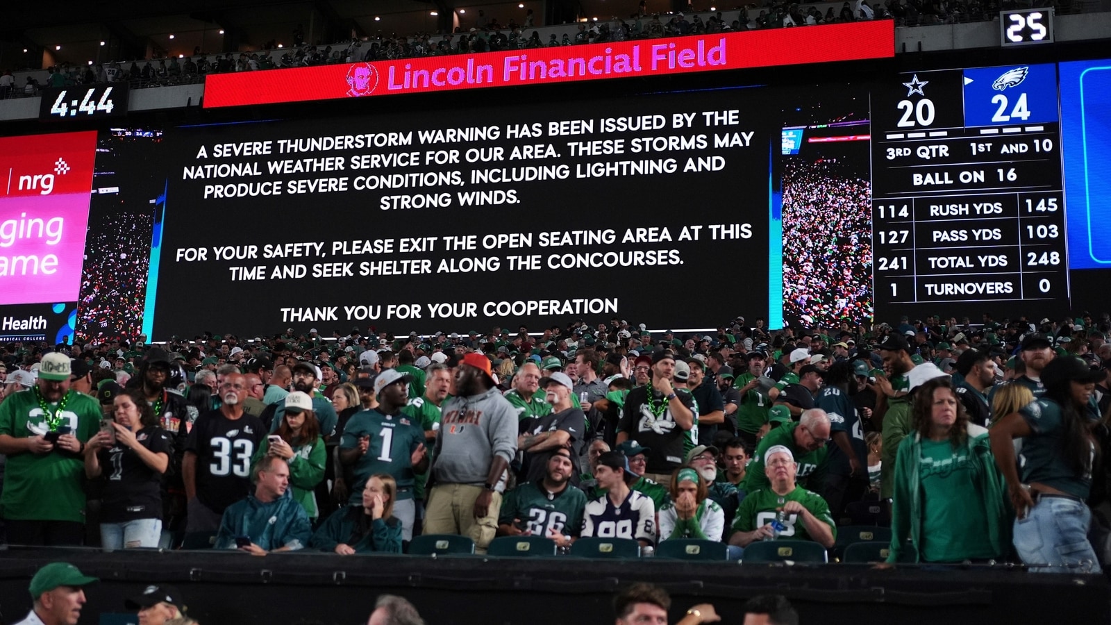 Cowboys vs Eagles suspended: Will Dak Prescott, Jalen Hurts play again after rain delay? NFL rules explained