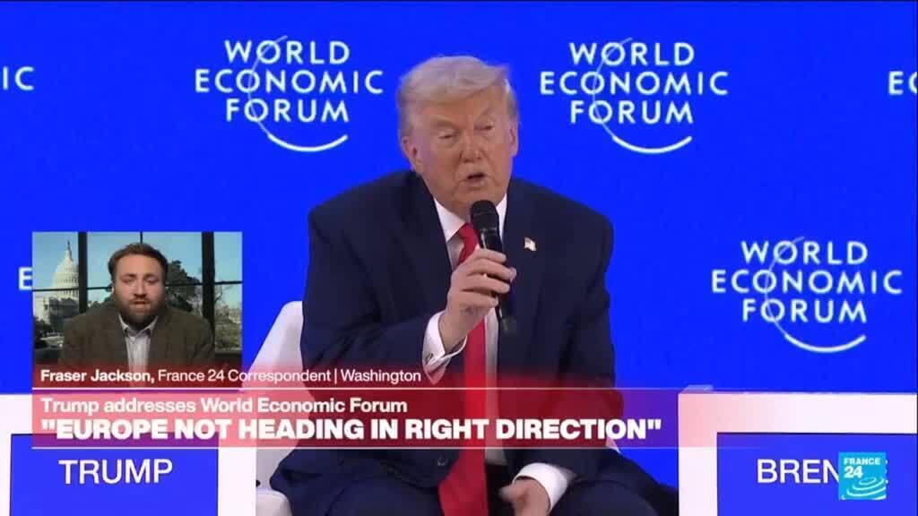 Trump addresses World Economic Forum in Davos, making many "false statements"