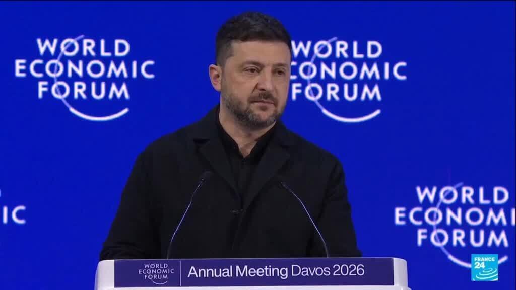 In fiery Davos speech, Zelensky blasts EU's lack of "political will"