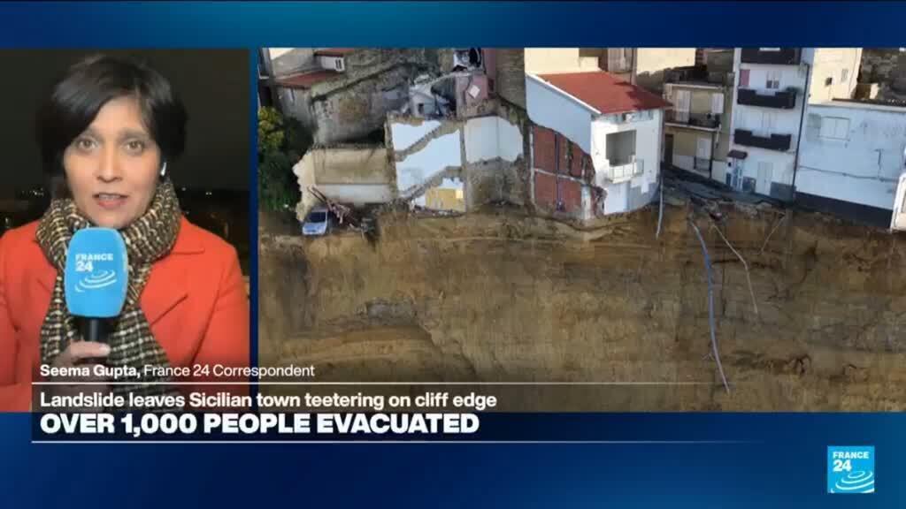 Landslide leaves Sicilian town teetering on cliff edge