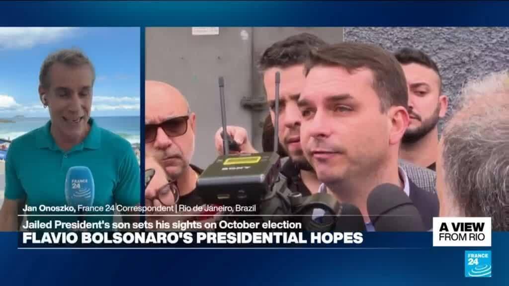Bolsonaro son rallies the right as thousands protest Brazil government