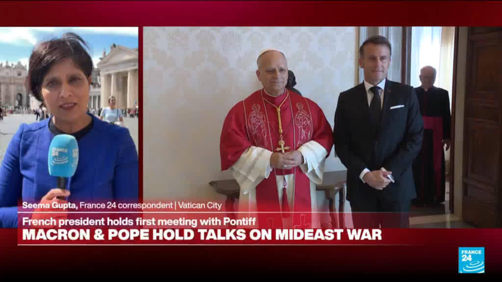 France's Macron talks war, peace and basketball with Pope Leo