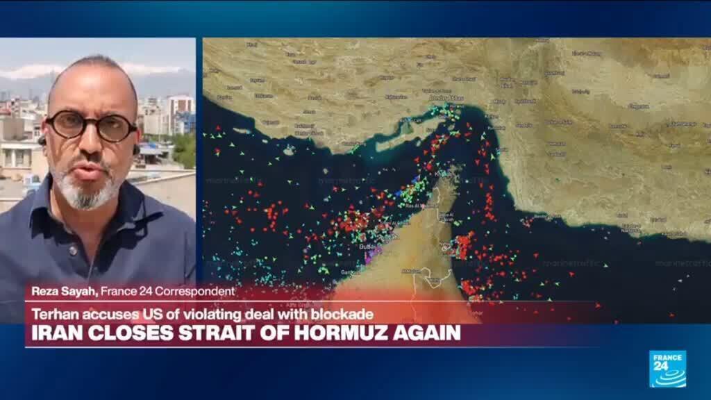 Iran closes Hormuz Strait again over US blockade with ships mid-transit