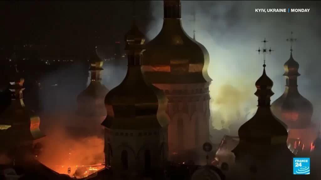 Historic monastery left in flames as Ukraine faces major Russian attacks