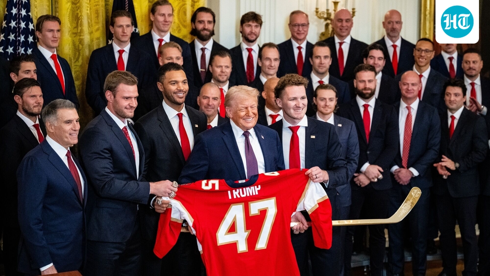 What did Florida Panthers present to Trump at White House Stanley Cup celebration? | VIDEO