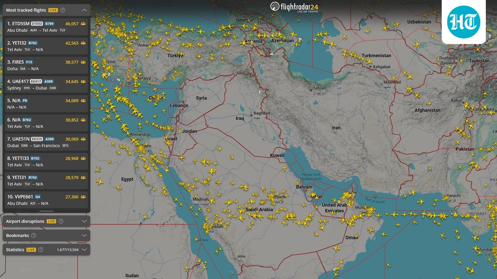 Middle East airspace empties, FlightRadar24 down amid US-Iran conflict