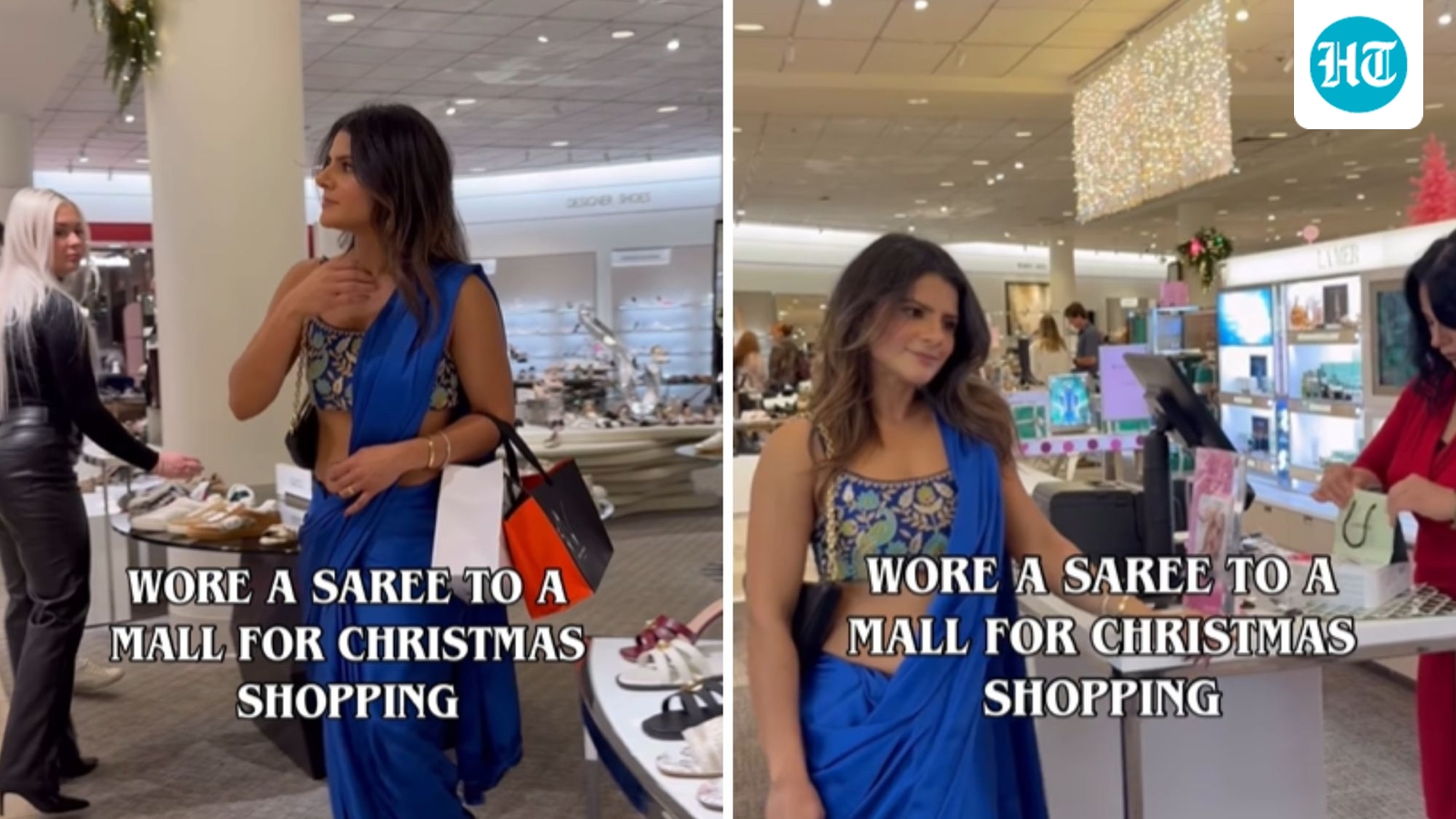 Indian-origin entrepreneur flaunts self-designed saree while Christmas shopping in US. Watch how shoppers react