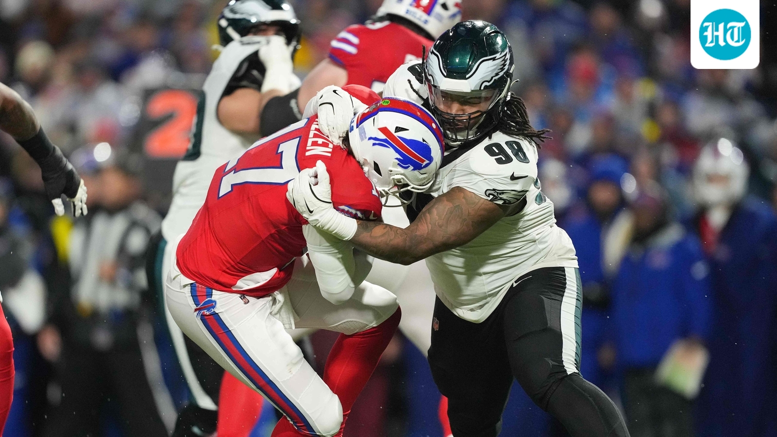 Jalen Carter accused of dirty play vs Bills, Spencer Brown; ‘slap, eye gouge and…’ - Video