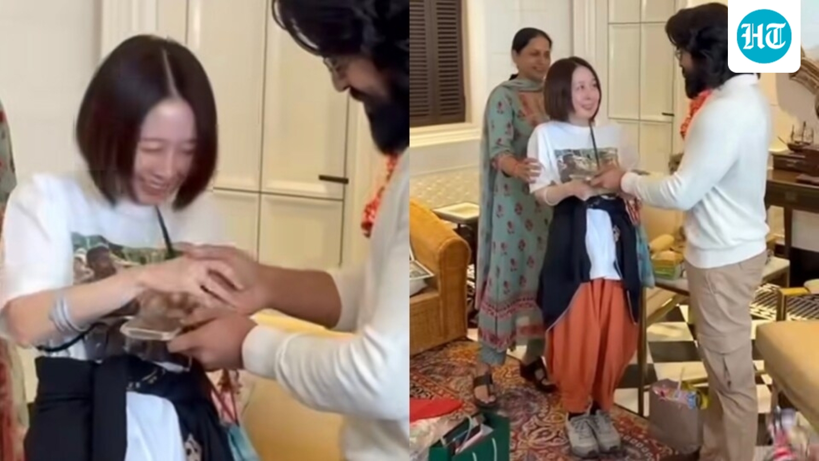 Japanese fan looks overwhelmed as she shakes Ram Charan's hand; tells him she watched RRR ‘100 times’. Watch