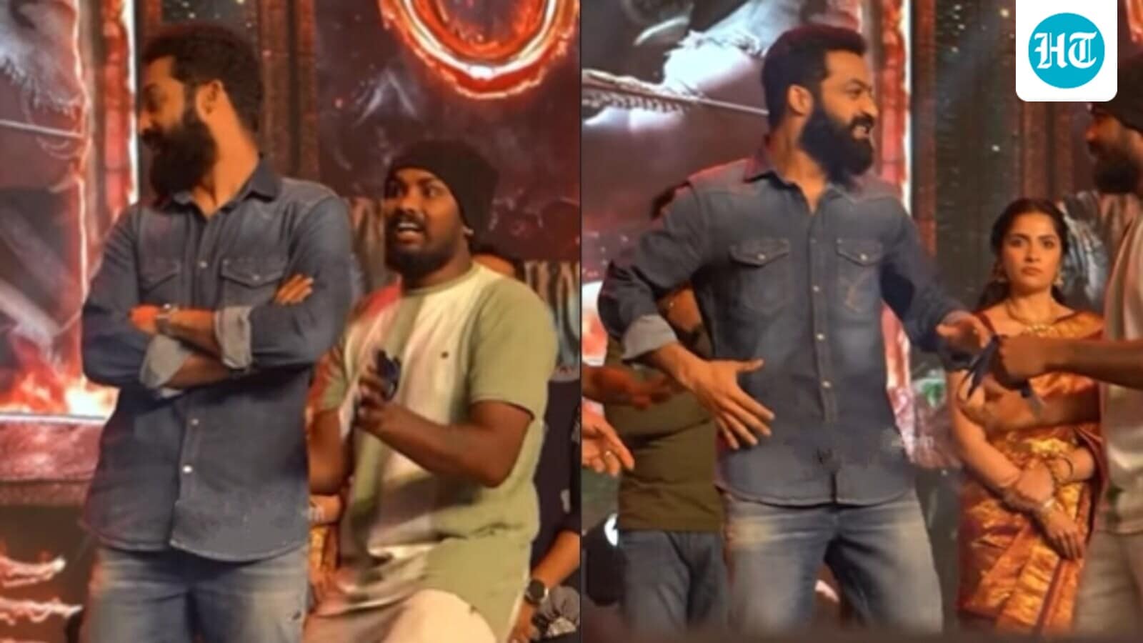 Jr NTR flinches in pain at Kantara Chapter 1 event, turns down hug from fan who broke security. Watch