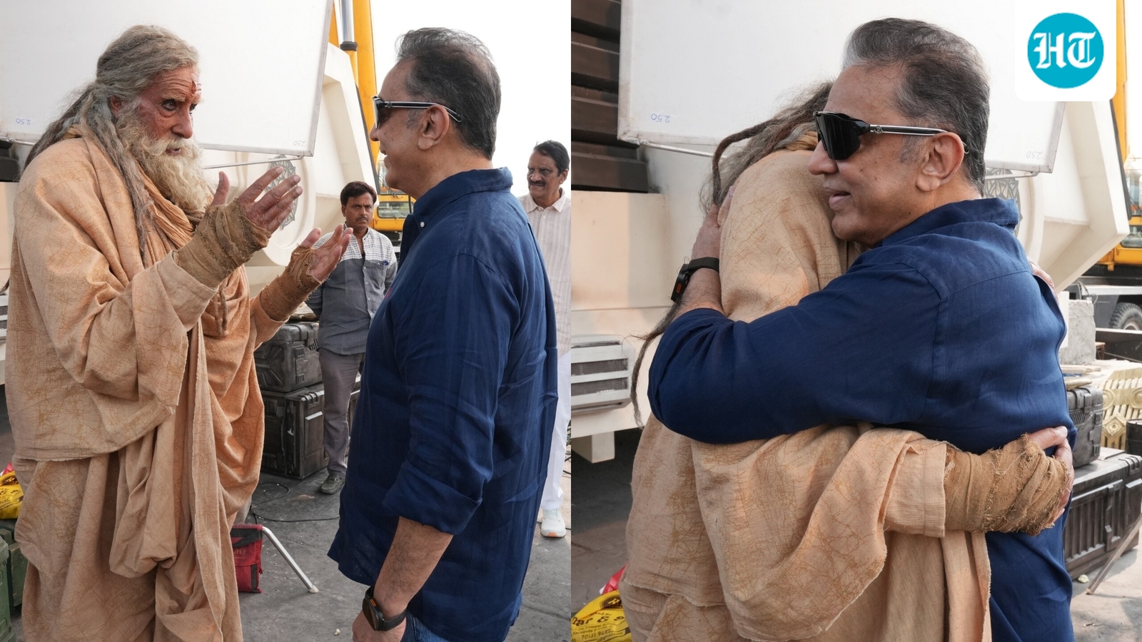 Amitabh Bachchan begins Kalki 2898 AD sequel's shoot, hugs Kamal Haasan as they reunite on set. See BTS pics