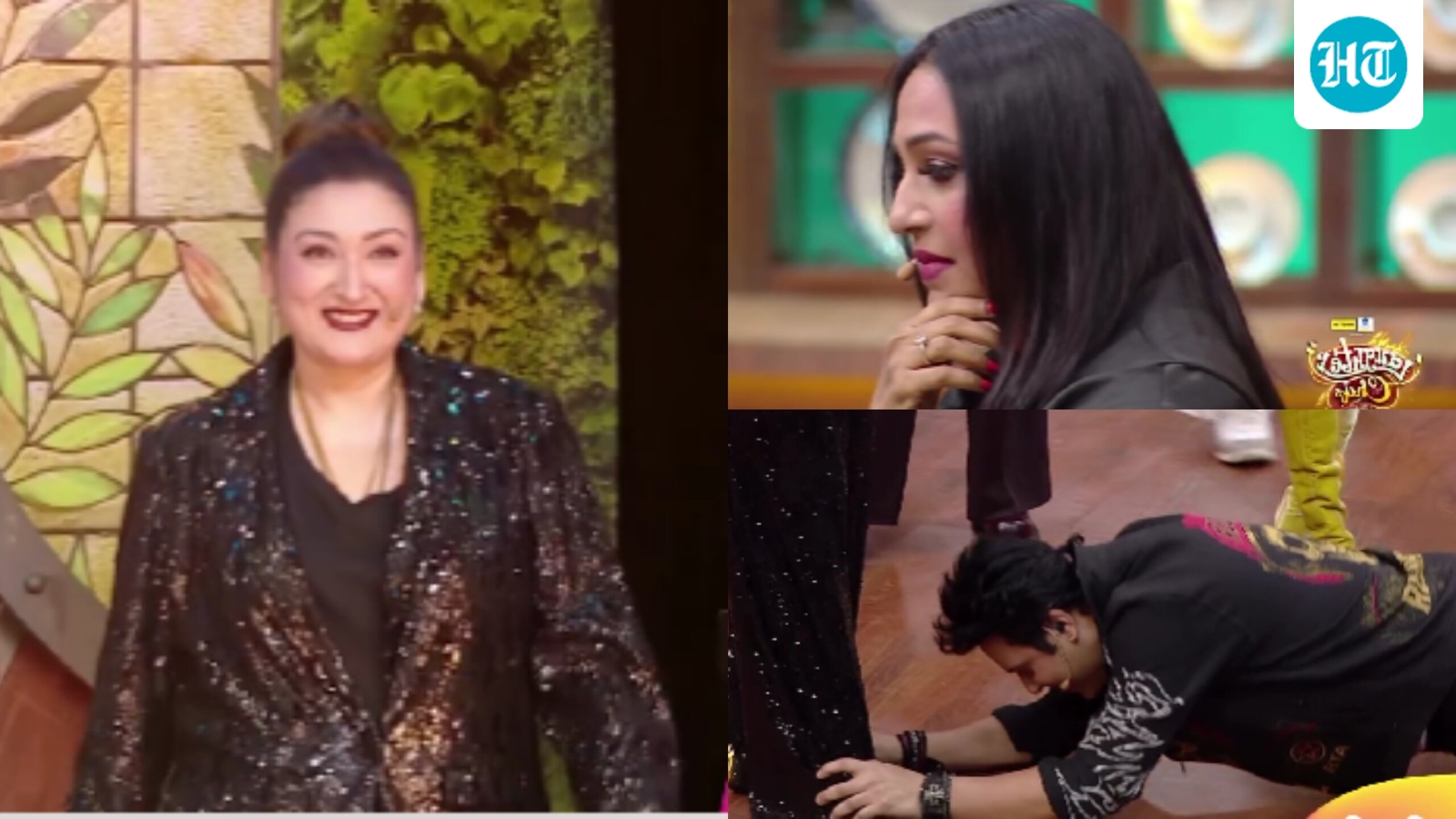 Surprised Krushna Abhishek drops to her feet, Kashmera Shah gets emotional as mami Sunita Ahuja enters Laughter Chefs