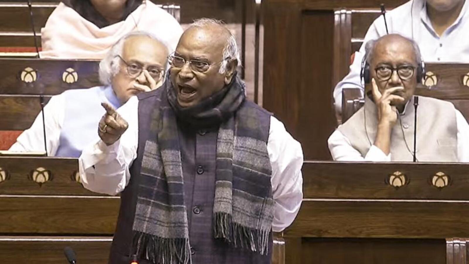 Mallikarjun Kharge’s remark triggers uproar in Rajya Sabha; he expresses regret