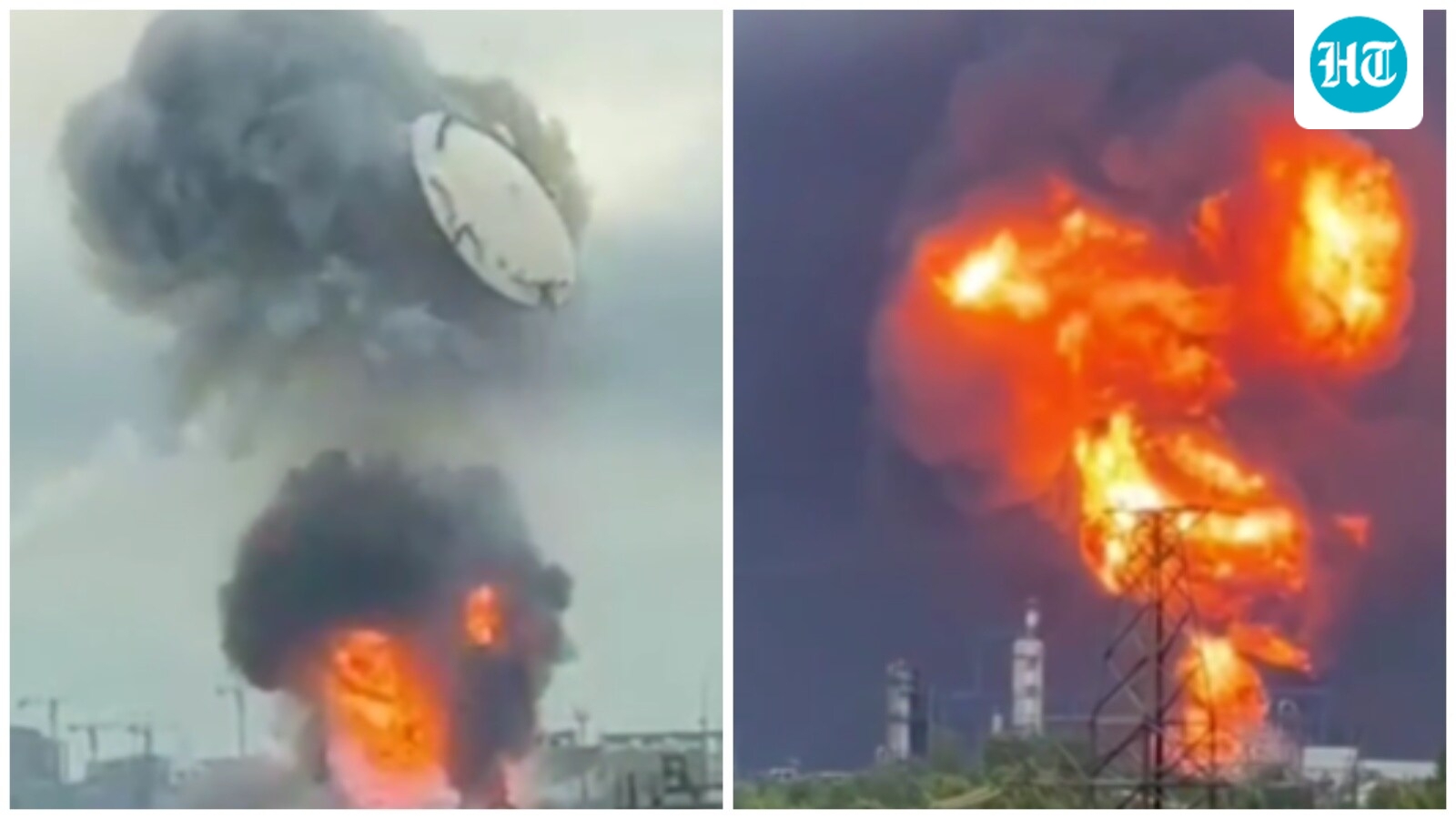 Tank lid blown off, black smoke billows: Dramatic video captures Ukrainian strike on Moscow refinery | Watch