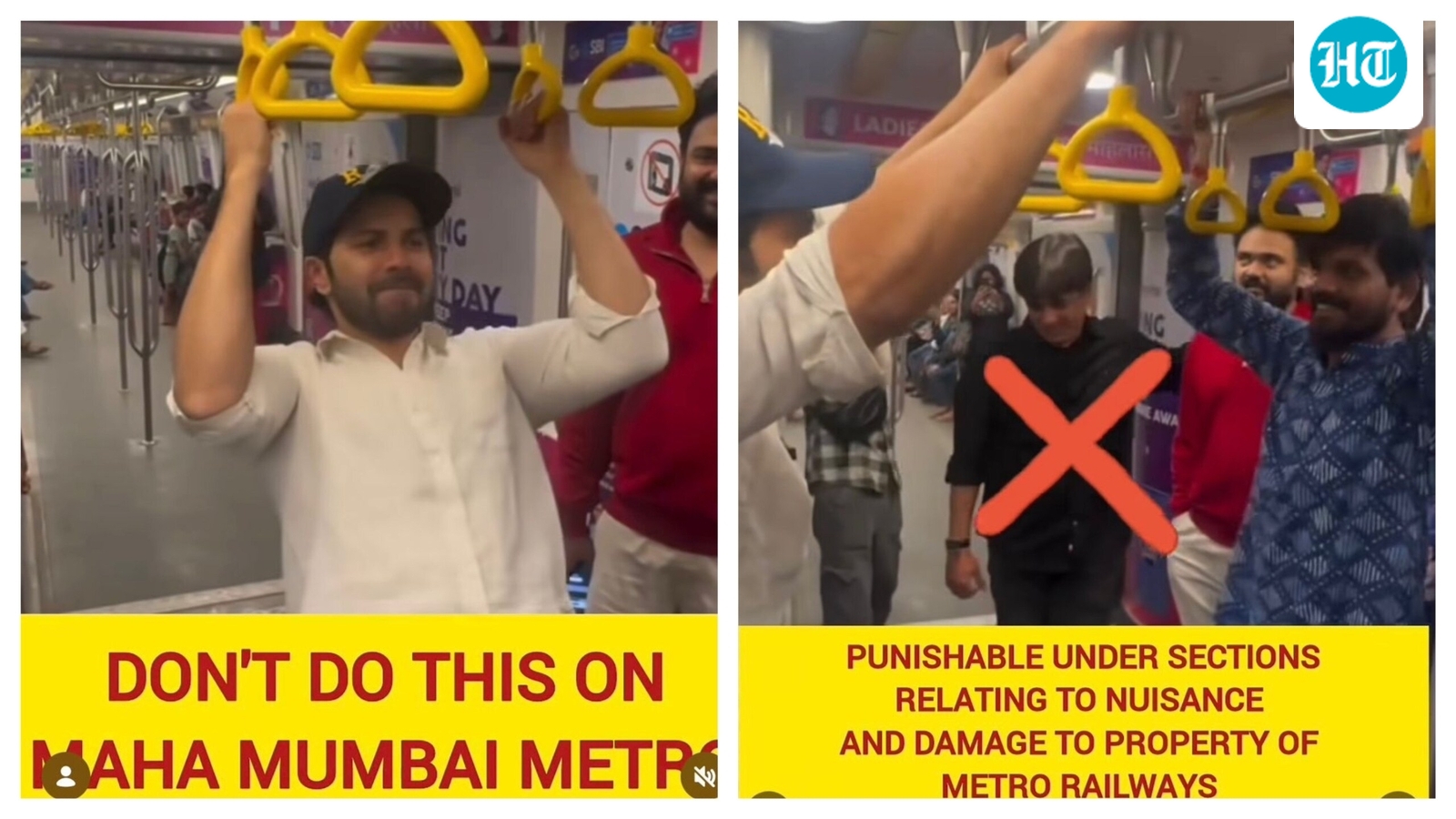 Varun Dhawan’s pull-ups inside Mumbai Metro invite safety warnings from authorities. Watch