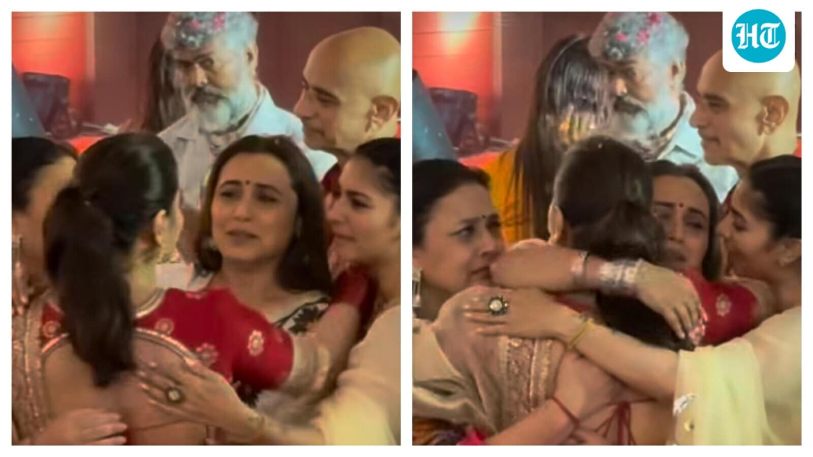 Kajol and Rani Mukerji tear up during emotional moment with Tanishaa and Sharbani Mukherjee while celebrating Durga Puja