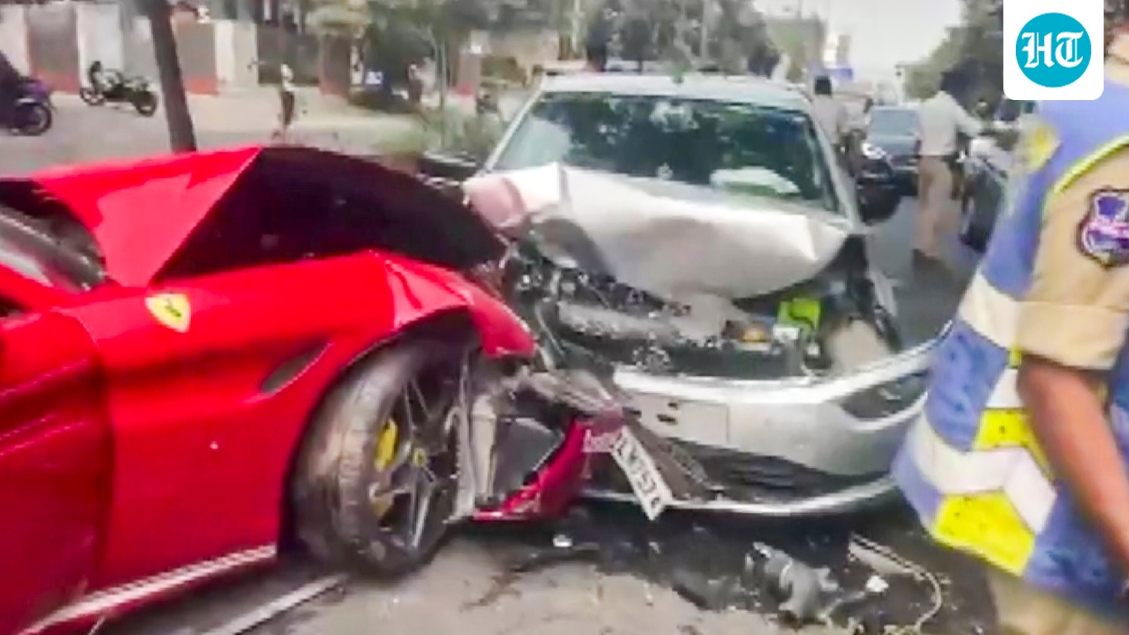 Ferrari driver loses control in Hyderabad's Jubilee Hills, rams into oncoming cars; 3 injured
