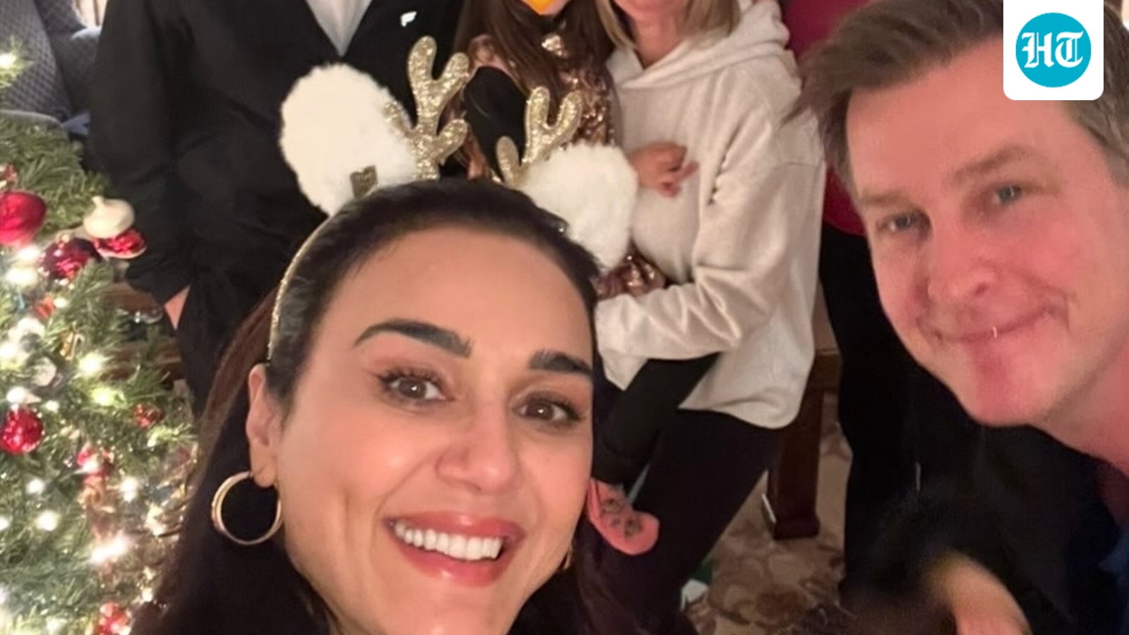 Preity Zinta celebrates Christmas with family: Husband Gene and son Jai twin, daughter Gia dances by Xmas tree